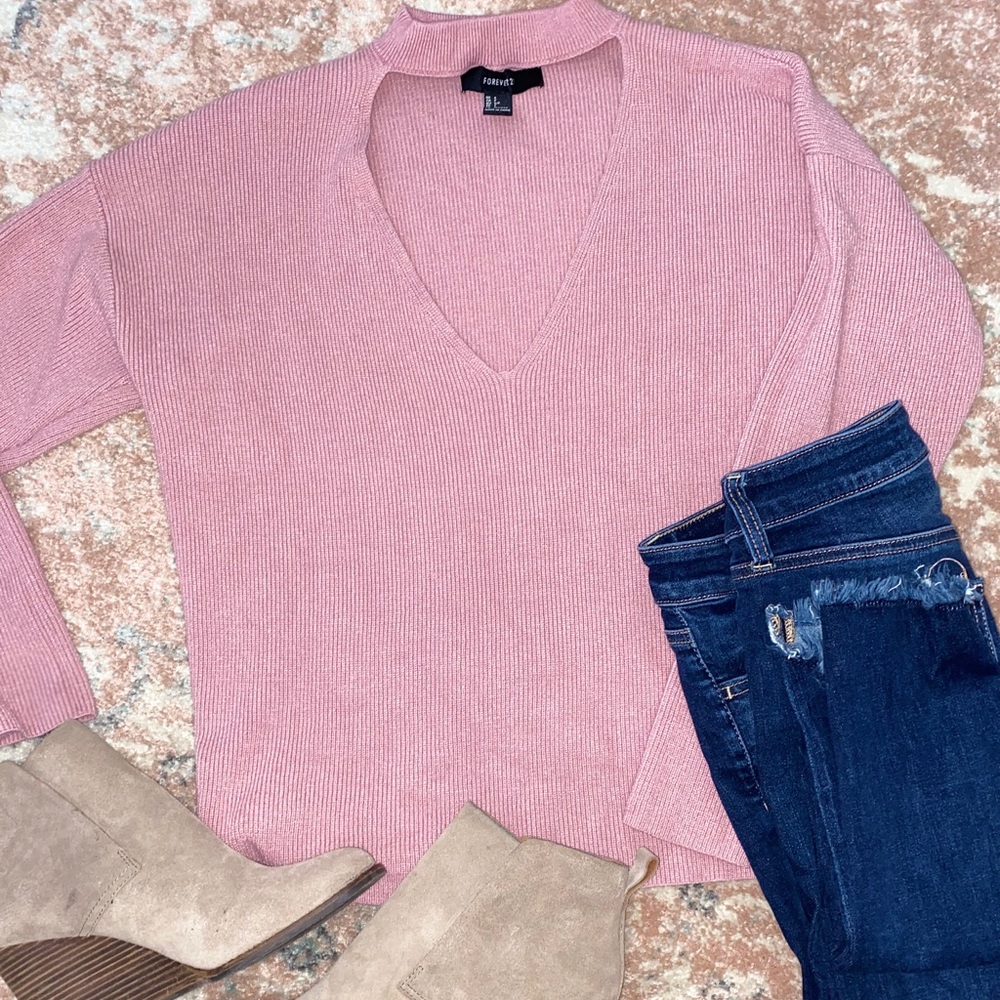 Blush Pink Keyhole Sweater and Lucky Brand Booties